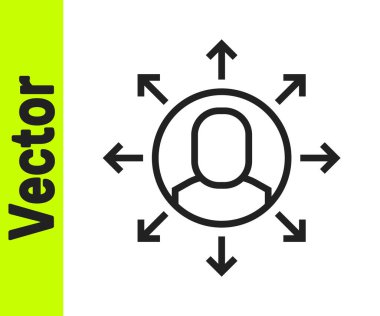 Siyah çizgi Çoklu Görev Yöneticisi beyaz arkaplanda izole edilmiş bir simge üzerinde çalışıyor. Vektör.