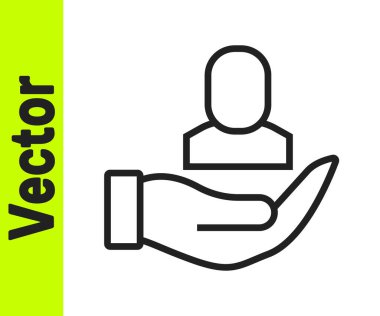 Siyah çizgi İşçi simgesi beyaz arkaplanda izole edildi. İş simgesi kullanıcı profili simgesi simgesi. Erkek kullanıcı işareti. Vektör.