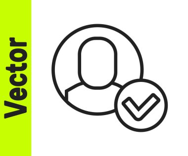 Siyah çizgi İşçi simgesi beyaz arkaplanda izole edildi. İş simgesi kullanıcı profili simgesi simgesi. Erkek kullanıcı işareti. Vektör.