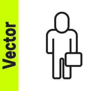 Siyah çizgi iş adamı simgesi beyaz arka planda izole edildi. İş simgesi kullanıcı profili simgesi simgesi. Erkek kullanıcı işareti. Vektör.