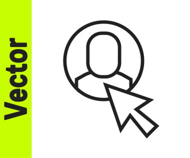 Siyah çizgi İşçi simgesi beyaz arkaplanda izole edildi. İş simgesi kullanıcı profili simgesi simgesi. Erkek kullanıcı işareti. Vektör.