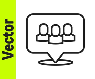 Beyaz arkaplanda siyah çizgi proje taban simgesi izole edildi. İş analizi ve planlama, danışmanlık, takım çalışması, proje yönetimi. Geliştiriciler. Vektör.