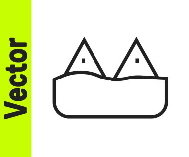 Okyanus dalgası ikonunda siyah çizgi balina kuyruğu beyaz arka planda izole edildi. Vektör.