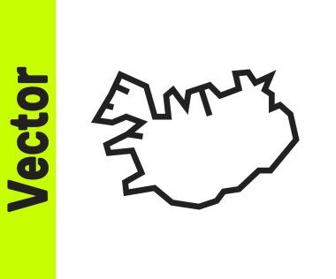 İzlanda simgesinin siyah çizgi haritası beyaz arkaplanda izole edildi. Vektör.