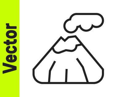 Siyah çizgi volkan simgesi beyaz arkaplanda izole edildi. Vektör.