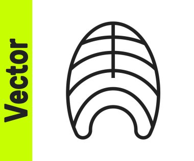 Beyaz arka planda siyah çizgili balık biftek ikonu var. Vektör.