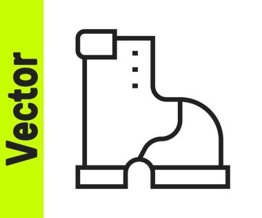 Siyah çizmeli sıcak bot simgesi beyaz arka planda izole edildi. Su geçirmez lastik bot. Vektör.