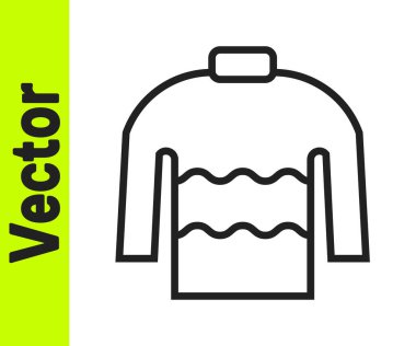 Siyah çizgi süveter simgesi beyaz arkaplanda izole edildi. Kazak ikonu. Vektör.