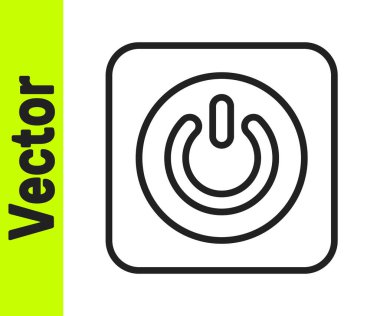 Beyaz arkaplanda siyah çizgi güç simgesi izole edildi. Başlat işareti. Vektör.