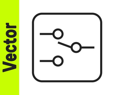 Elektronik devre simgesindeki siyah çizgi anahtarı beyaz arkaplanda izole edildi. Vektör.