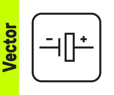 Beyaz arka planda siyah çizgi DC voltaj kaynağı simgesi izole edildi. Vektör.