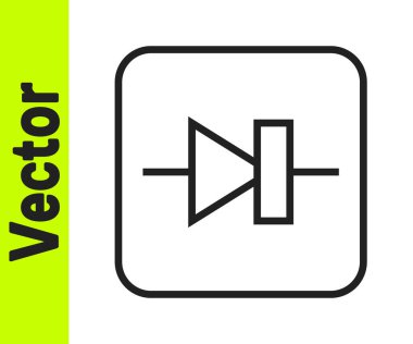 Elektronik devre simgesindeki siyah çizgi diyotu beyaz arkaplanda izole edildi. Vektör.