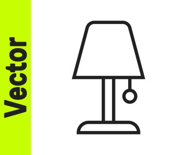 Beyaz arkaplanda siyah çizgi masa lambası simgesi izole edildi. Gece lambası. Vektör.