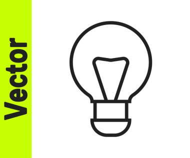 Siyah çizgi yaratıcı lamba fikri ikonu beyaz arkaplanda izole edildi. Fikirler ilham, icat, etkili düşünme, bilgi ve eğitim kavramları. Vektör.