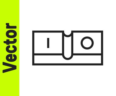 Siyah çizgi elektrik düğmesi simgesi beyaz arkaplanda izole edildi. Açık ve kapalı simgesi. Loş ışık düğmesi işareti. Enerji tasarrufu kavramı. Vektör.