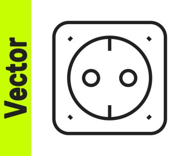 Siyah çizgi elektrik çıkış simgesi beyaz arkaplanda izole edildi. Elektrik prizi. Rosette sembolü. Vektör.