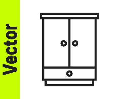 Siyah çizgi kıyafet ikonu beyaz arka planda izole edildi. Dolap tabelası. Vektör.