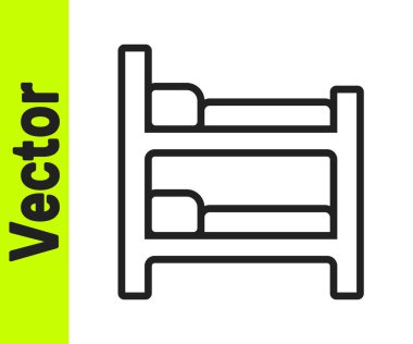 Beyaz arkaplanda siyah çizgi ranza simgesi izole edildi. Vektör.