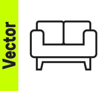 Siyah çizgi kanepe simgesi beyaz arkaplanda izole edildi. Vektör.