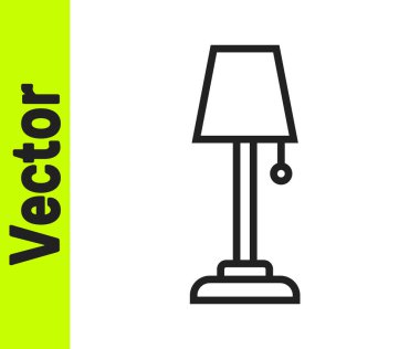 Siyah çizgi yer lambası simgesi beyaz arkaplanda izole edildi. Vektör.