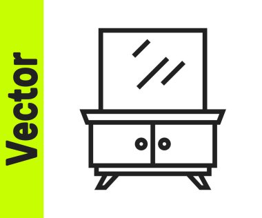 Siyah çizgi giyinme masası simgesi beyaz arkaplanda izole edildi. Vektör.