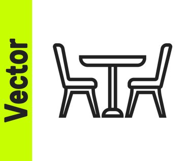 Beyaz arka planda izole edilmiş siyah çizgi ahşap masa. Vektör.