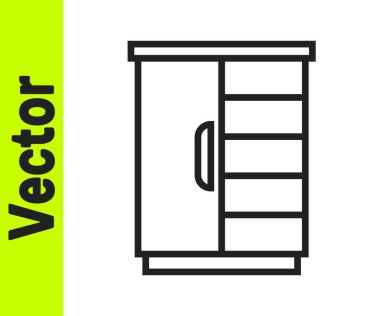 Siyah çizgi kıyafet ikonu beyaz arka planda izole edildi. Dolap tabelası. Vektör.