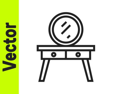 Siyah çizgi giyinme masası simgesi beyaz arkaplanda izole edildi. Vektör.