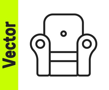 Siyah renkli Armchair simgesi beyaz arkaplanda izole edildi. Vektör.