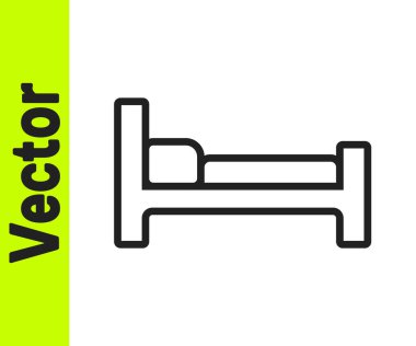 Siyah çizgi yatak simgesi beyaz arkaplanda izole edildi. Vektör.