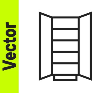 Siyah çizgi kıyafet ikonu beyaz arka planda izole edildi. Dolap tabelası. Vektör.