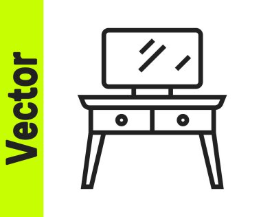 Siyah çizgi giyinme masası simgesi beyaz arkaplanda izole edildi. Vektör.