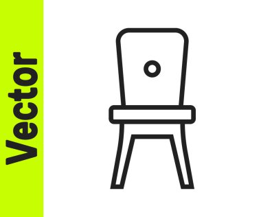 Beyaz arkaplanda siyah çizgi sandalye simgesi izole edildi. Vektör.