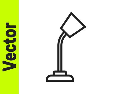 Beyaz arkaplanda siyah çizgi masa lambası simgesi izole edildi. Vektör.