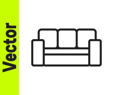 Siyah çizgi kanepe simgesi beyaz arkaplanda izole edildi. Vektör.