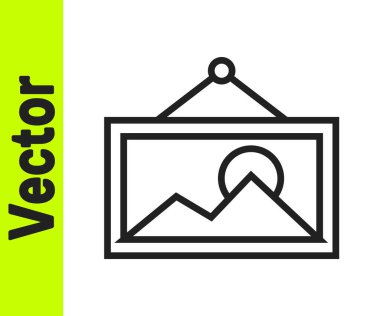 Beyaz arkaplanda siyah çizgi resim simgesi izole edildi. Vektör.