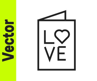 Siyah çizgi sevgililer günü parti broşürleri beyaz arka planda izole edilmiş. Kutlama için davetiye ya da tebrik kartı şablonu. Vektör.