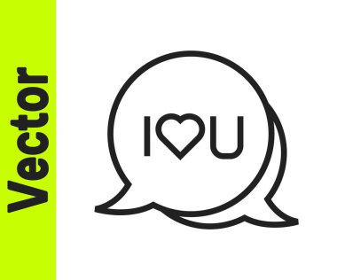 Beyaz arka planda izole edilmiş seni seviyorum yazılı siyah satır konuşma balonu. Sevgililer Günü. Vektör.