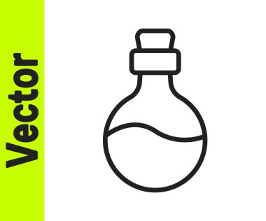 Beyaz arka planda izole edilmiş aşk ikonu ikonu içeren siyah çizgi şişesi. Sevgililer günün kutlu olsun. Vektör.