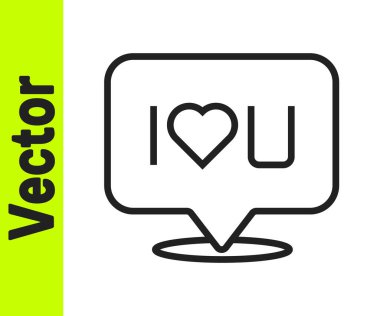 Beyaz arka planda izole edilmiş seni seviyorum yazılı siyah satır konuşma balonu. Sevgililer Günü. Vektör.