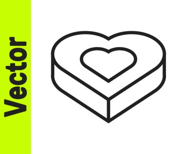 Siyah çizgi Candy 'nin kalp şeklinde kutu simgesi beyaz arka planda izole edilmiş. Sevgililer Günü. Vektör.