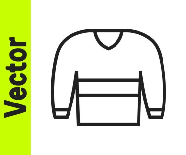 Siyah çizgi süveter simgesi beyaz arkaplanda izole edildi. Kazak ikonu. Kazak tabelası. Vektör.