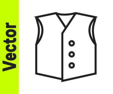 Siyah çizgili yelek simgesi beyaz arkaplanda izole edilmiş. Klasik yelek. Erkekler için resmi kıyafet. Vektör.