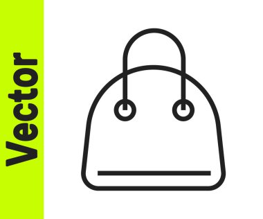 Beyaz arkaplanda siyah çizgi el çantası simgesi izole edildi. Kadın el çantası işareti. Glamour günlük bagaj sembolü. Vektör.