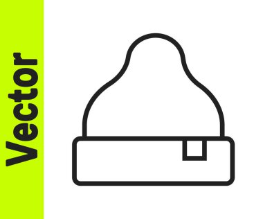 Siyah çizgi Beanie şapka simgesi beyaz arkaplanda izole edildi. Vektör.