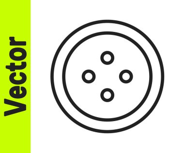 Beyaz arkaplanda izole edilmiş kıyafet simgesi için siyah çizgi dikiş düğmesi. Giysi düğmesi. Vektör.