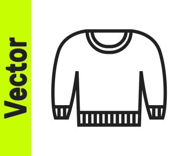 Siyah çizgi süveter simgesi beyaz arkaplanda izole edildi. Kazak ikonu. Kazak tabelası. Vektör.