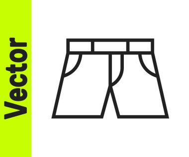 Siyah çizgi kısa veya pantolon simgesi beyaz arkaplanda izole edildi. Vektör.