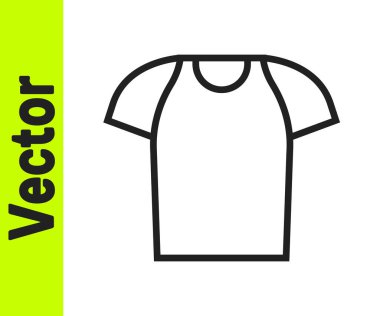 Beyaz arkaplanda siyah çizgi tişört simgesi izole edildi. Tişört. Vektör.