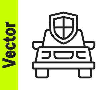 Siyah çizgili araba sigortası ikonu beyaz arka planda izole edilmiş. Sigorta konsepti. Güvenlik, güvenlik, koruma, konsept koruma. Vektör.